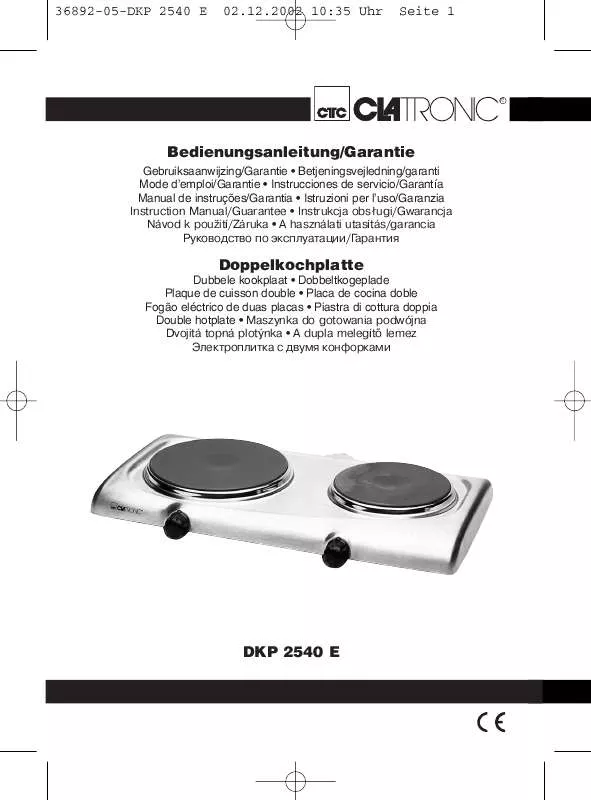 Mode d'emploi CLATRONIC DKP 2540 E