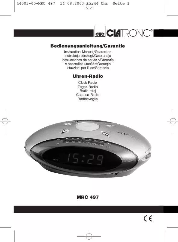 Mode d'emploi CLATRONIC MRC 497