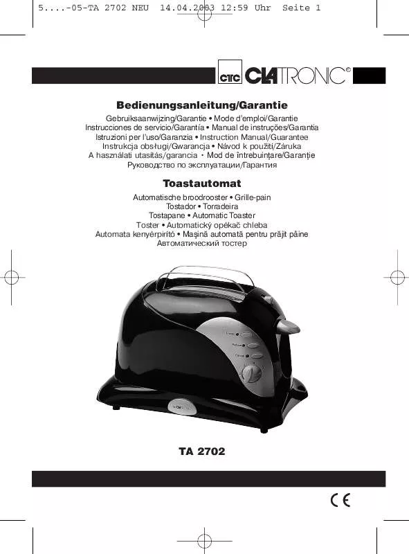 Mode d'emploi CLATRONIC TA 2702