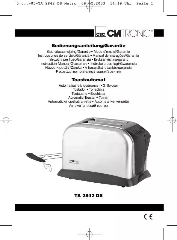 Mode d'emploi CLATRONIC TA 2842 DS