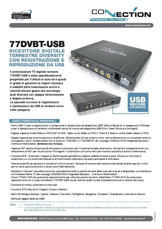 Mode d'emploi CONNECTION 77DVBT-USB