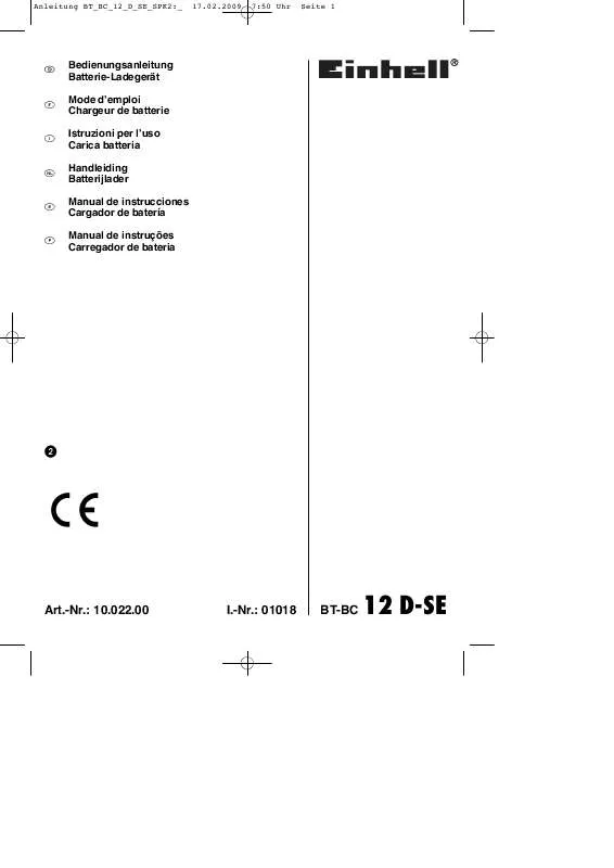 Mode d'emploi EINHELL BT-BC 12 D-SE