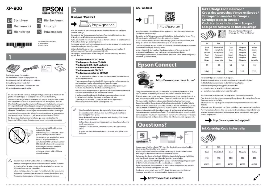 Mode d'emploi EPSON XP-900