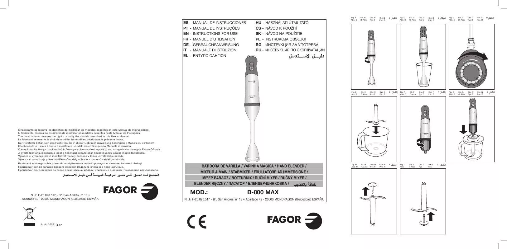 Mode d'emploi FAGOR B-800 MAX