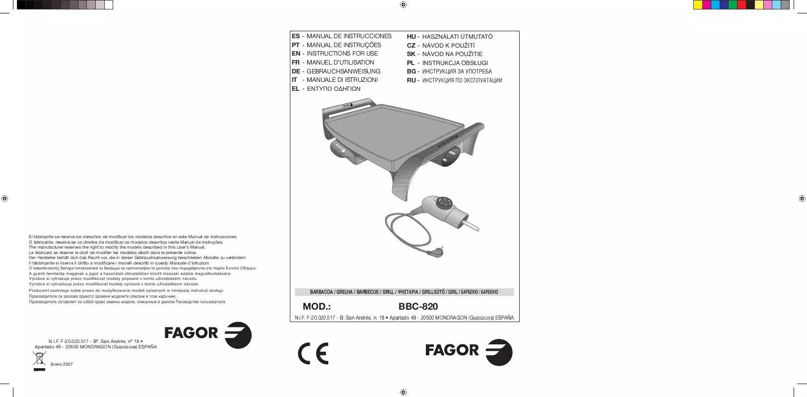 Mode d'emploi FAGOR BBC-820