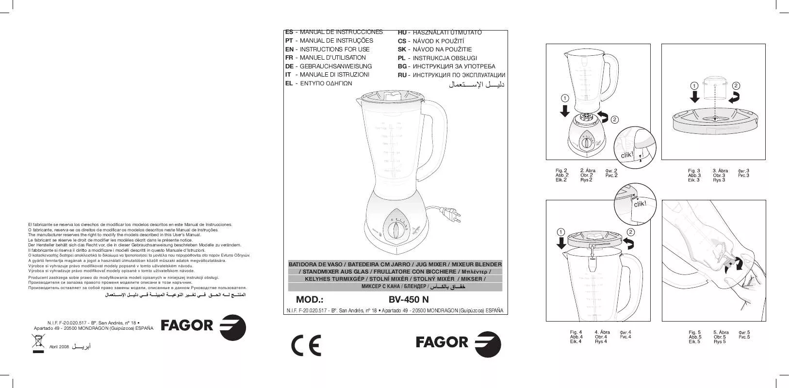 Mode d'emploi FAGOR BV 450 N