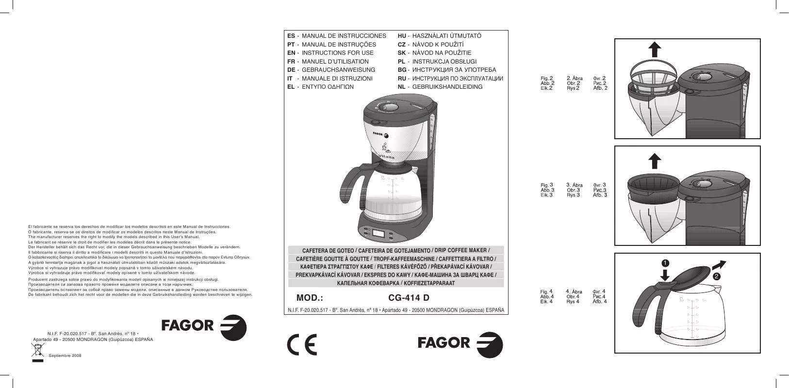 Mode d'emploi FAGOR CG-414 D