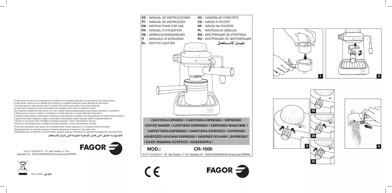 Mode d'emploi FAGOR CR-1000