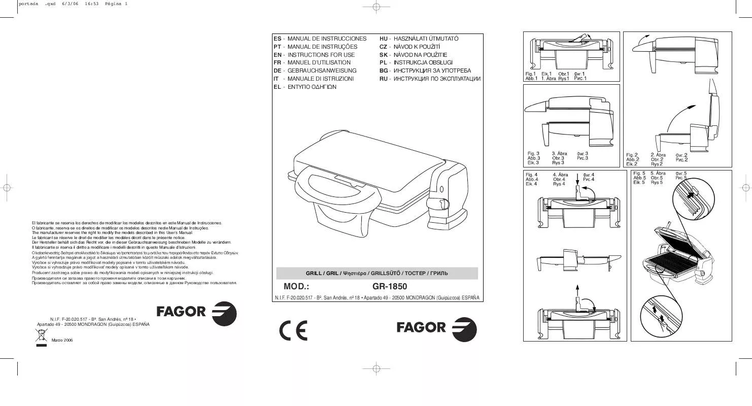 Mode d'emploi FAGOR GR 1850