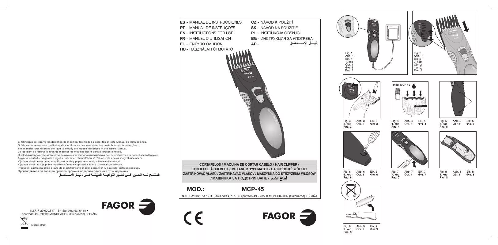 Mode d'emploi FAGOR MCP-45