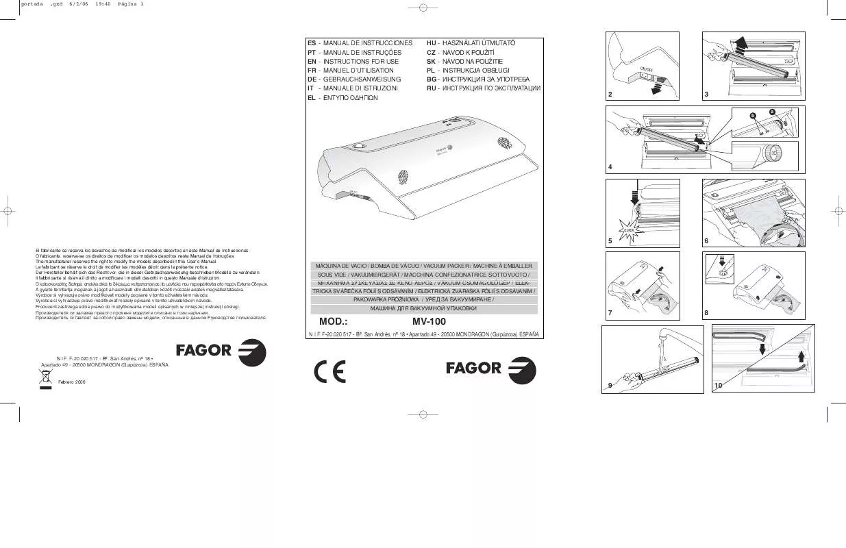 Mode d'emploi FAGOR MV 100