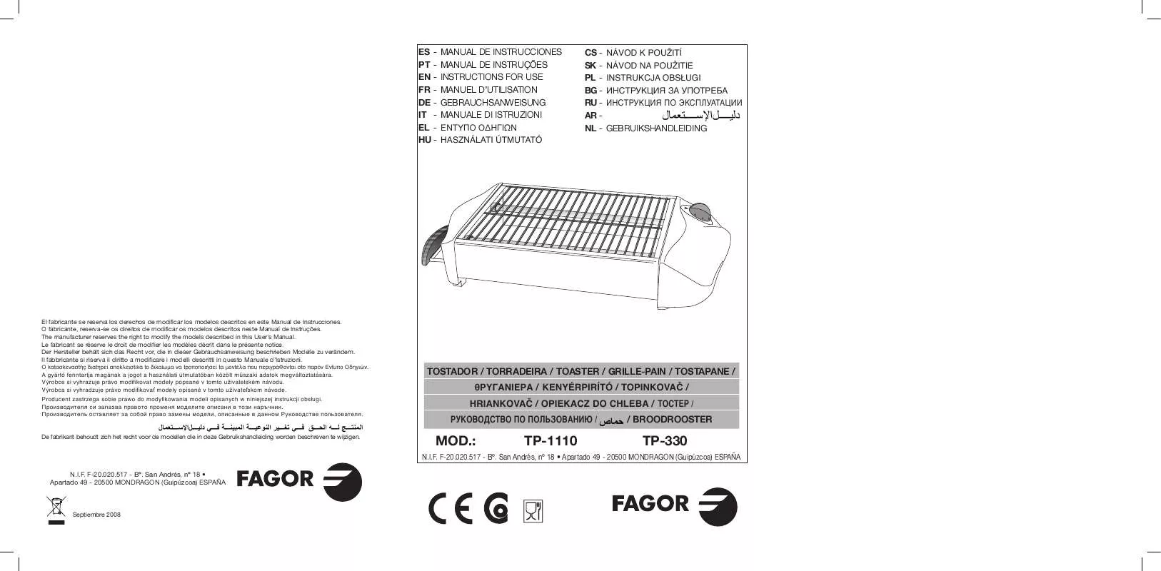 Mode d'emploi FAGOR TP-330