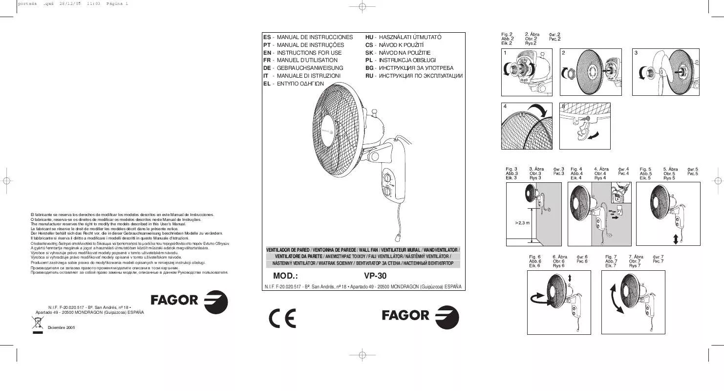 Mode d'emploi FAGOR VP-30