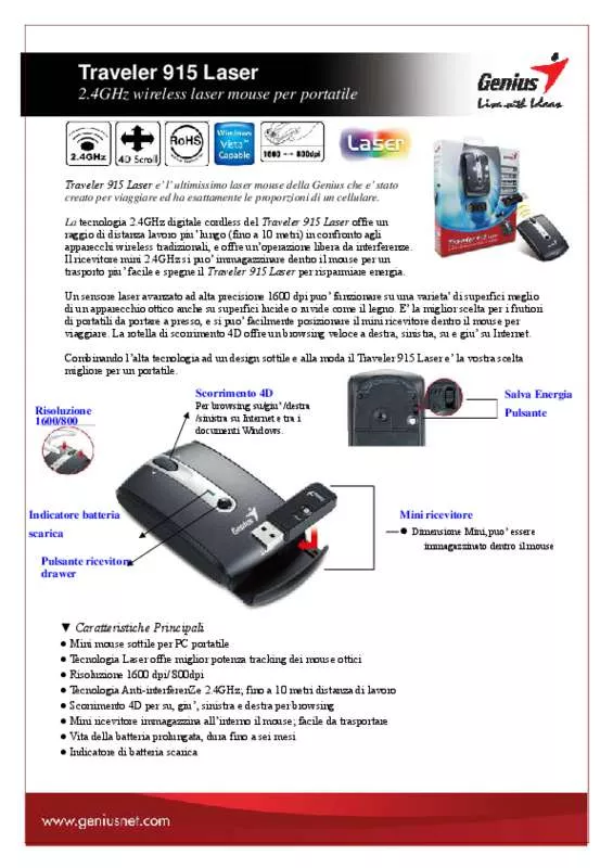 Mode d'emploi GENIUS TRAVELER 915 LASER