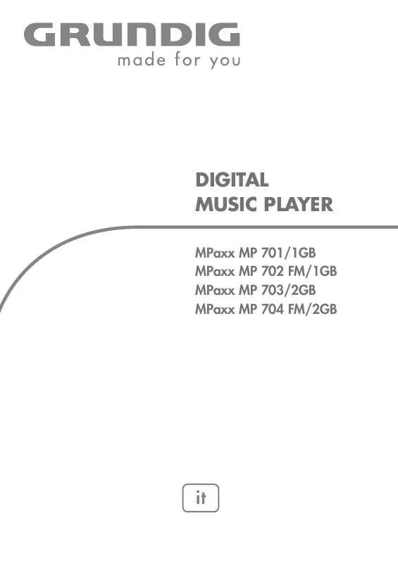 Mode d'emploi GRUNDIG MPAXX 704 FM/2GB