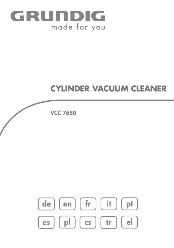 Mode d'emploi GRUNDIG VCC 7650 FLOOR VACUUM CLEANER 2400W