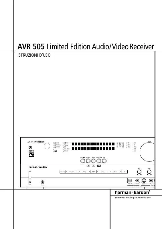 Mode d'emploi HARMAN KARDON AVR 505 LIMITED EDITION