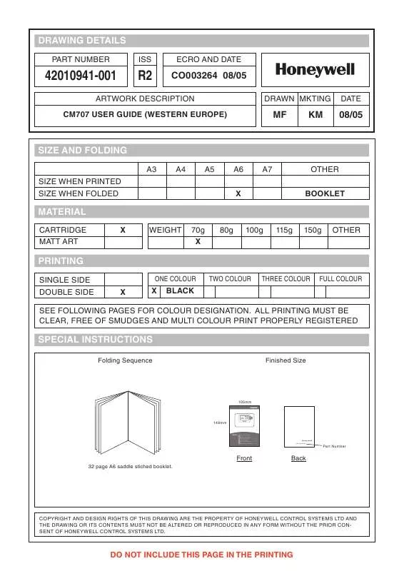 Mode d'emploi HONEYWELL CM707