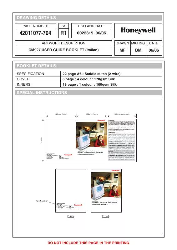 Mode d'emploi HONEYWELL CM927