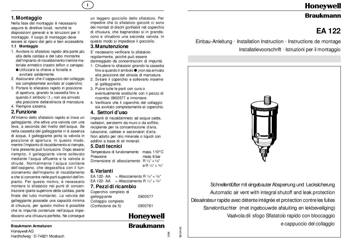 Mode d'emploi HONEYWELL EA 122