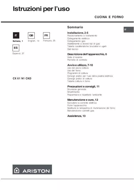 Mode d'emploi HOTPOINT CX61N1