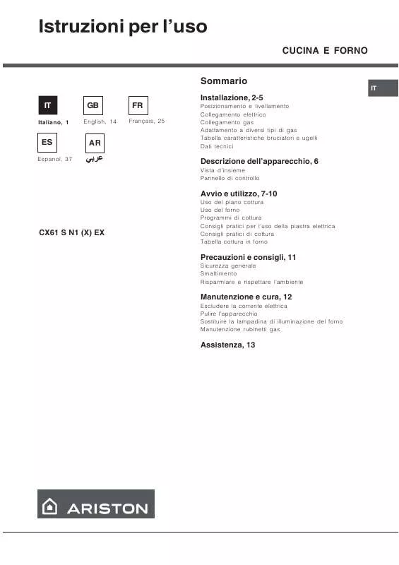 Mode d'emploi HOTPOINT CX61S N1