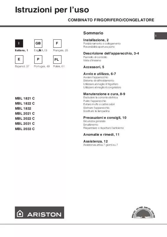 Mode d'emploi HOTPOINT MBL 2022 C