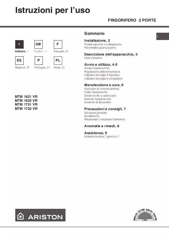 Mode d'emploi HOTPOINT MTM 1721 VR