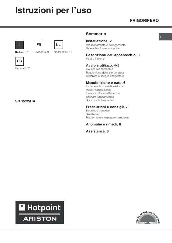 Mode d'emploi HOTPOINT SD 1522/HA