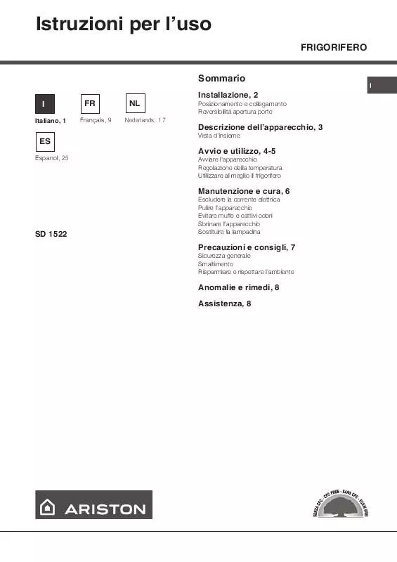 Mode d'emploi HOTPOINT SD 1522