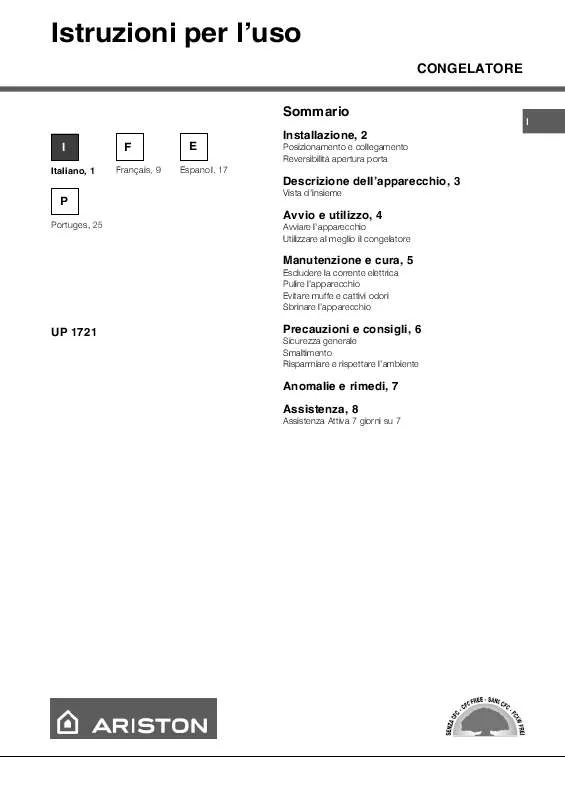 Mode d'emploi HOTPOINT UP 1721