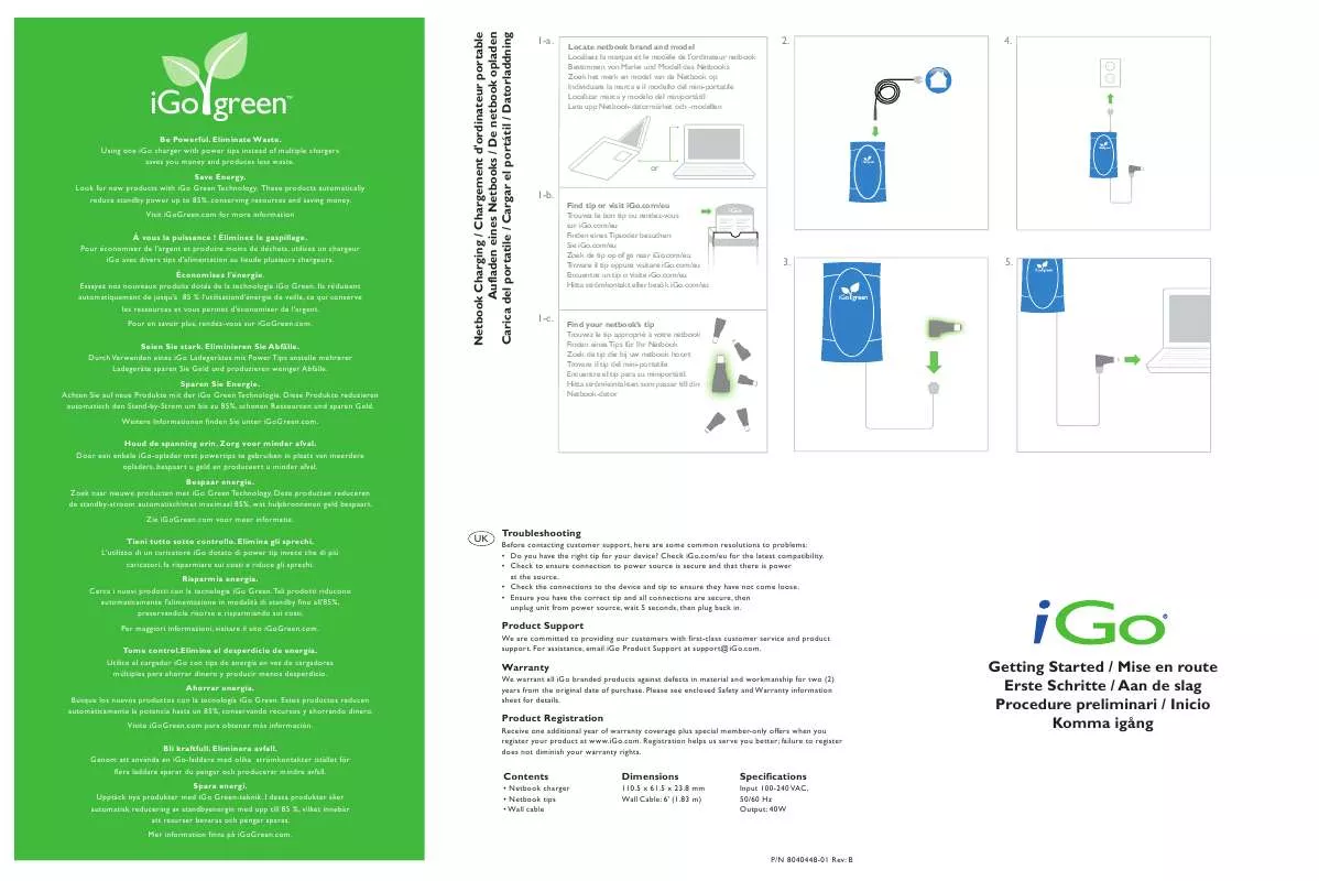 Mode d'emploi I-GO NETBOOK TRAVEL CHARGER