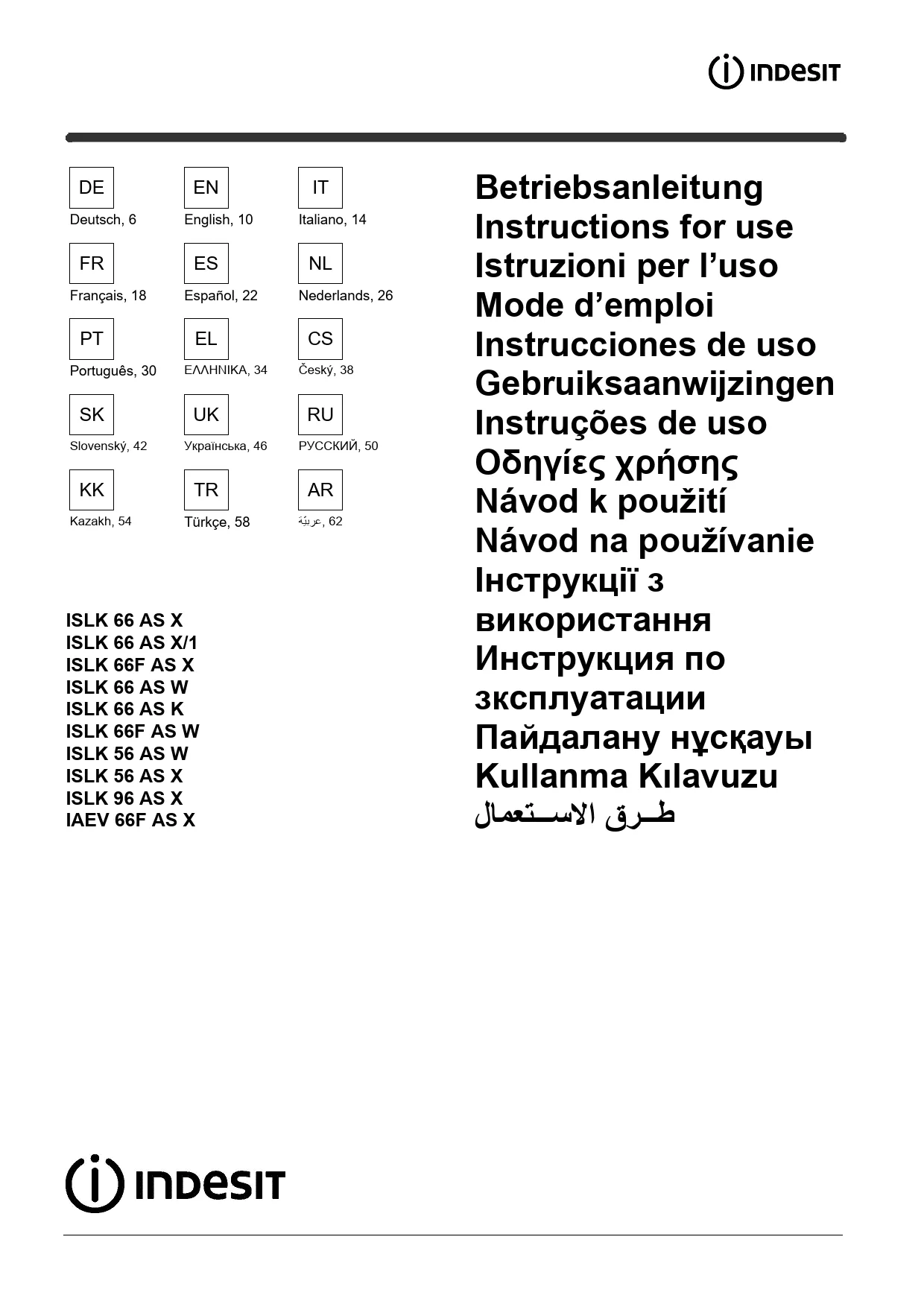 Mode d'emploi INDESIT ISLK 66 ASX