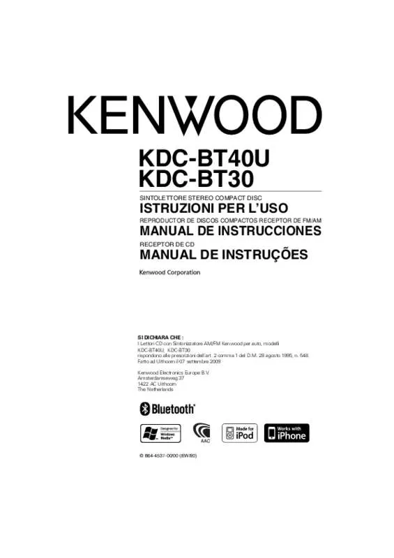 Mode d'emploi KENWOOD KDC-BT30