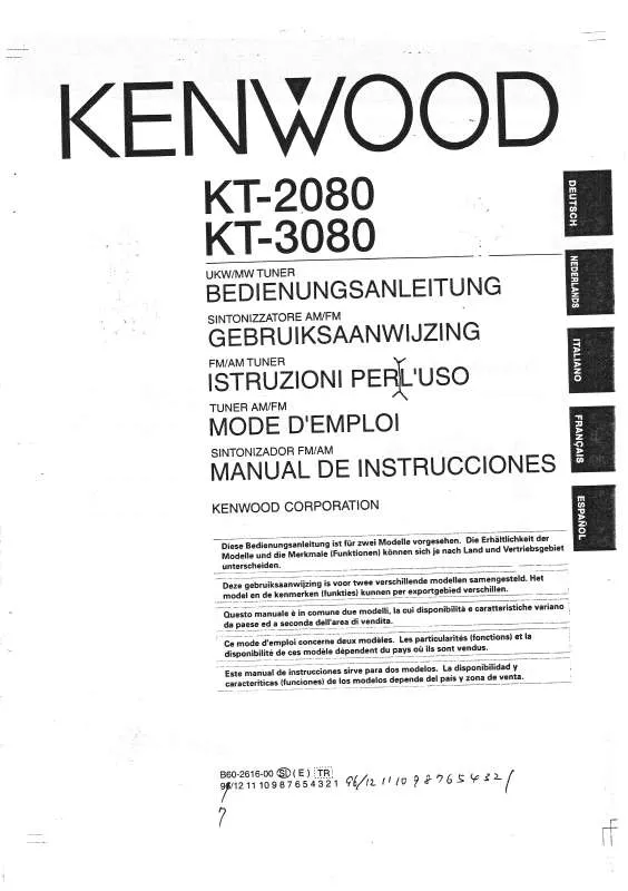 Mode d'emploi KENWOOD KT-3080