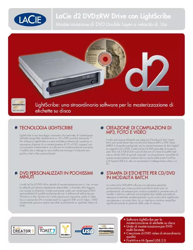 Mode d'emploi LACIE 8X INTERNAL DVD±RW DOUBLE LAYER