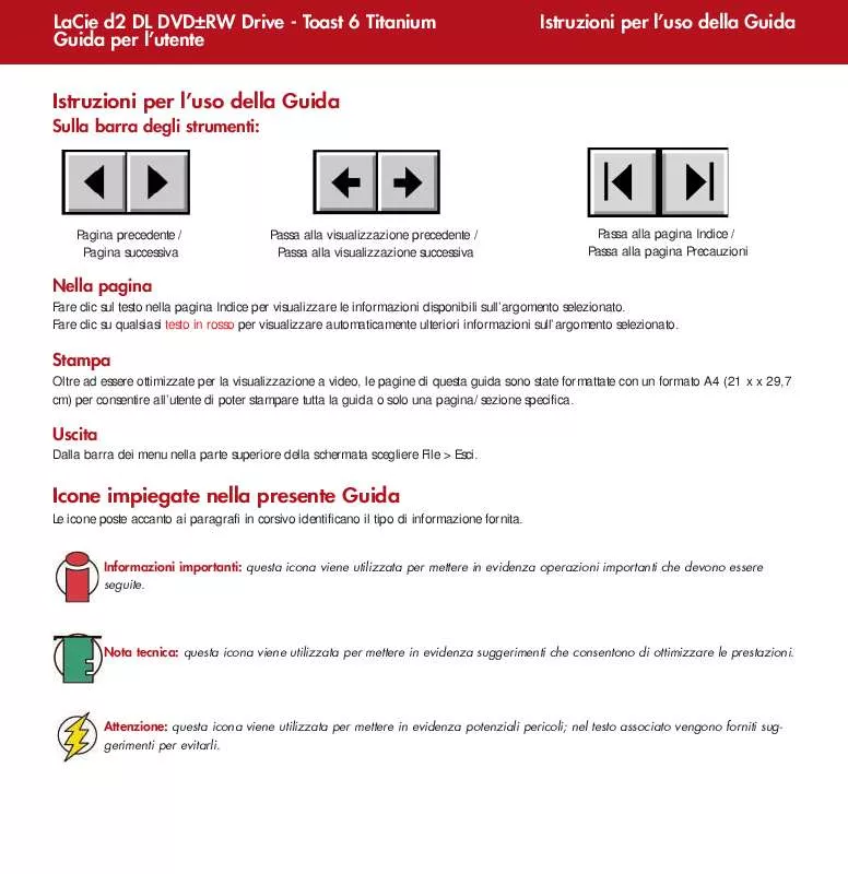 Mode d'emploi LACIE D2 DVD±RW - TOAST 6 TITANIUM