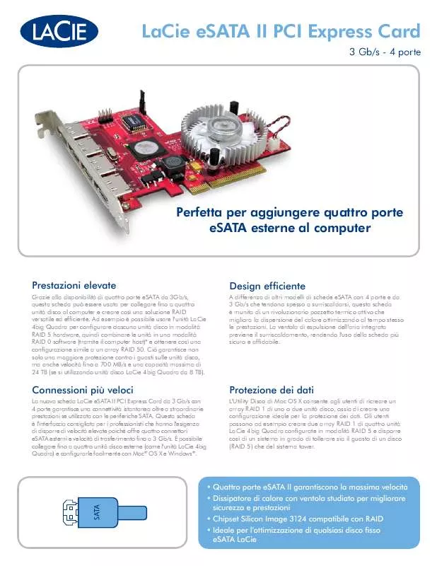 Mode d'emploi LACIE ESATA II PCI EXPRESS CARD 3GB/S – 4PORTS