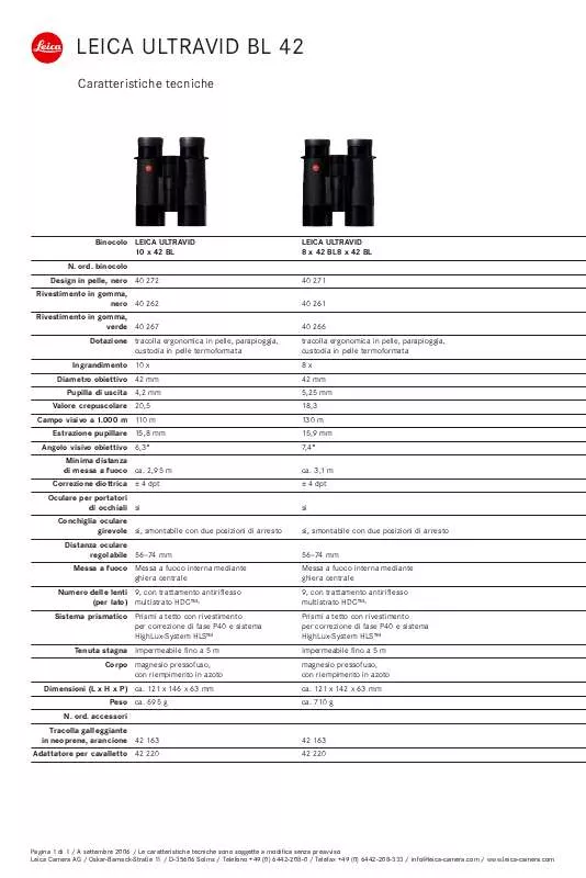 Mode d'emploi LEICA ULTRAVID 42 BL