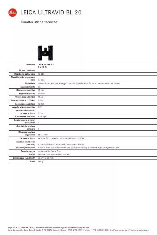 Mode d'emploi LEICA ULTRAVID BL 20