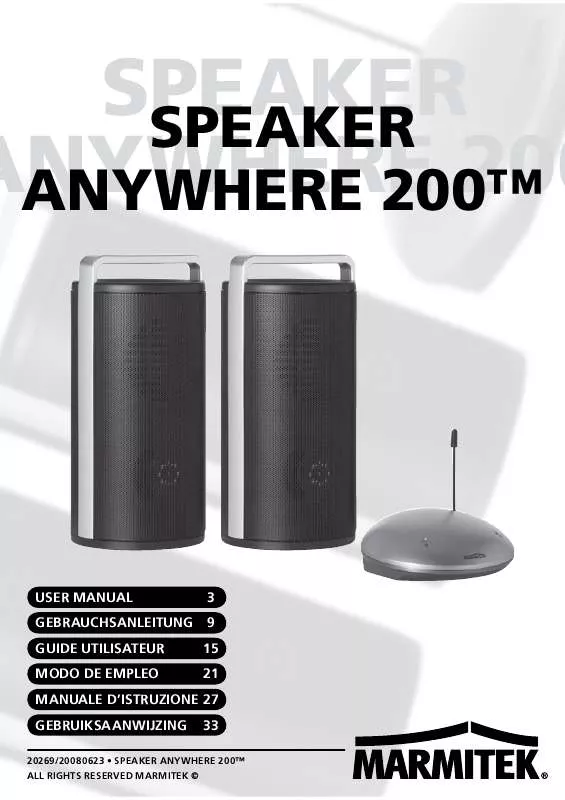 Mode d'emploi MARMITEK SPEAKER ANYWHERE 200