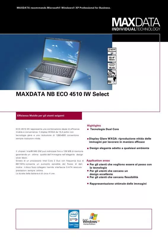 Mode d'emploi MAXDATA NB ECO 4510 IW SELECT