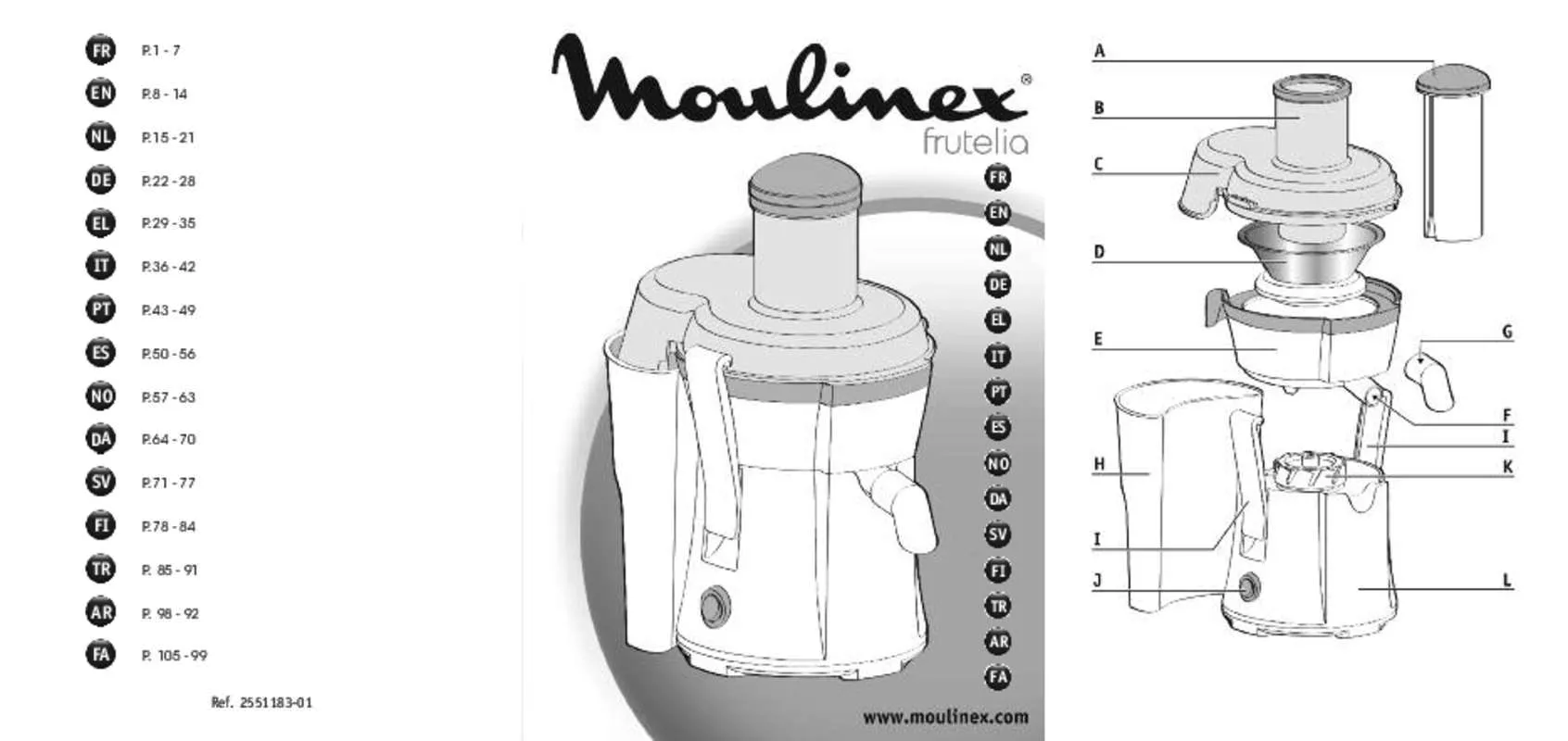 Mode d'emploi MOULINEX JU350G10 FRUTELIA