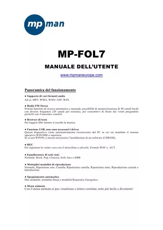 Mode d'emploi MPMAN MP-FOL7