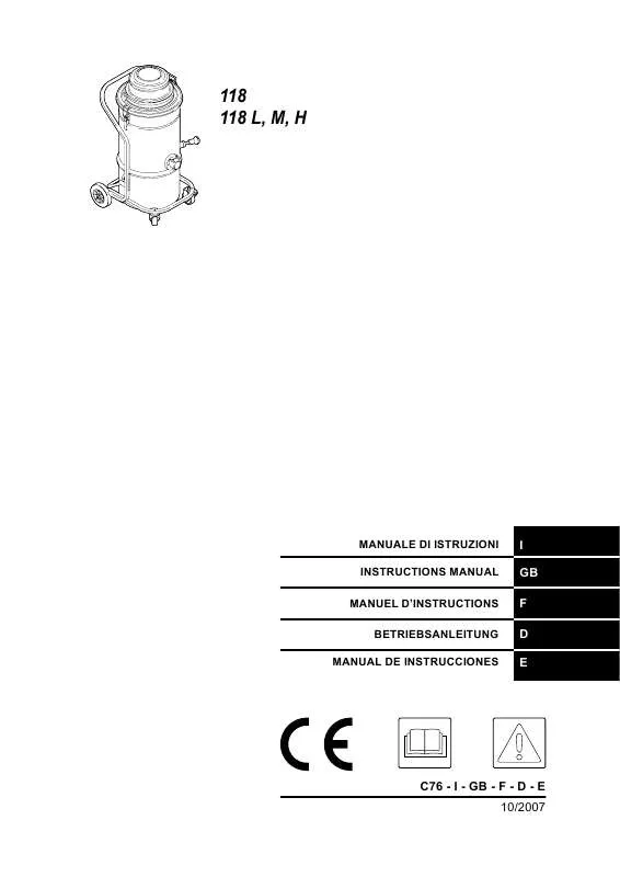 Mode d'emploi NILFISK 118 H