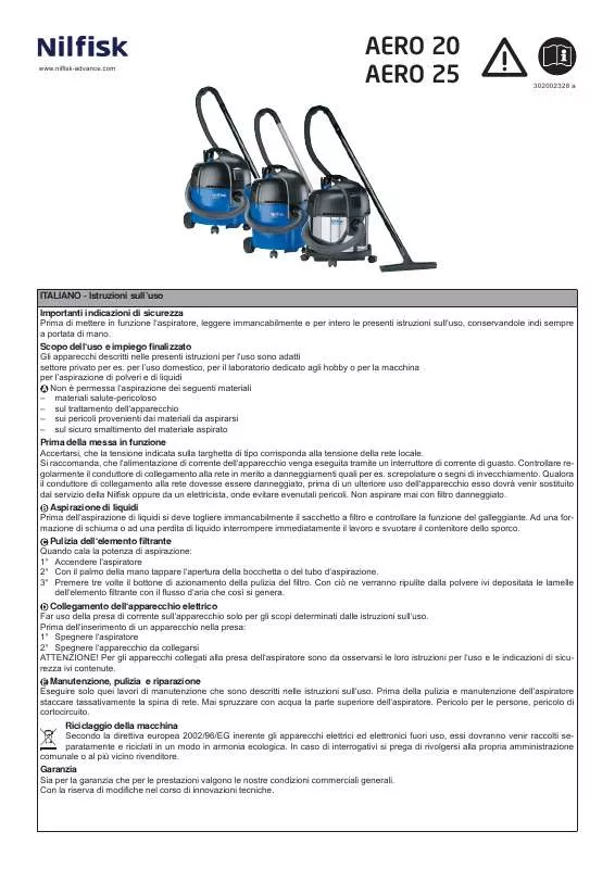 Mode d'emploi NILFISK AERO 25