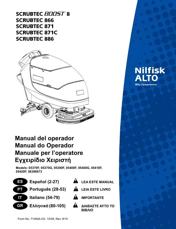 Mode d'emploi NILFISK SCRUBTEC BOOST 8