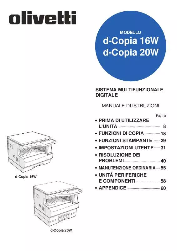 Mode d'emploi OLIVETTI D-COPIA 16W (B9087) E D-COPIA 20W (B9088)