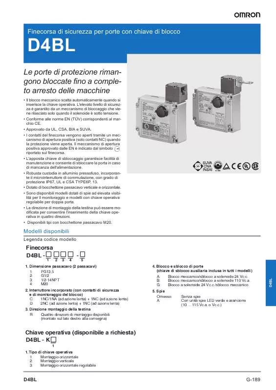 Mode d'emploi OMRON D4BL