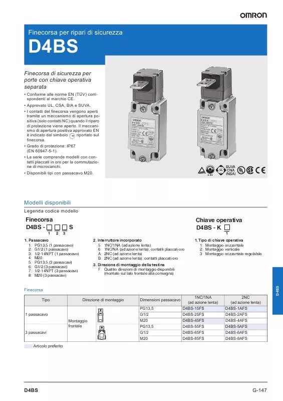 Mode d'emploi OMRON D4BS